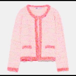 Zara Pink Tweed Jacket / Blazer